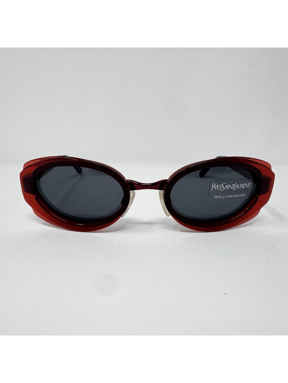 Vintage YSL Yves Saint Laurent 6064 Y398 Red Sunglasses Y2K Italy New